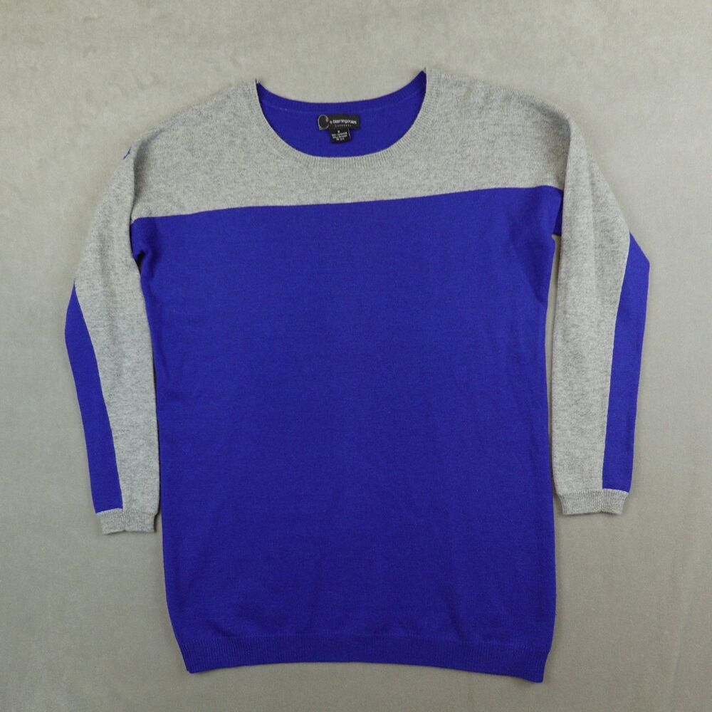 C by BLOOMINGDALES Sweater Medium Longline Blue Gray 100% Cashmere Long Sleeve